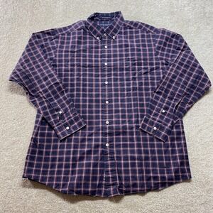 Daniel Cremieux Shirt Mens XL Blue Red Plaid Collection Button‎ Down Long Sleeve